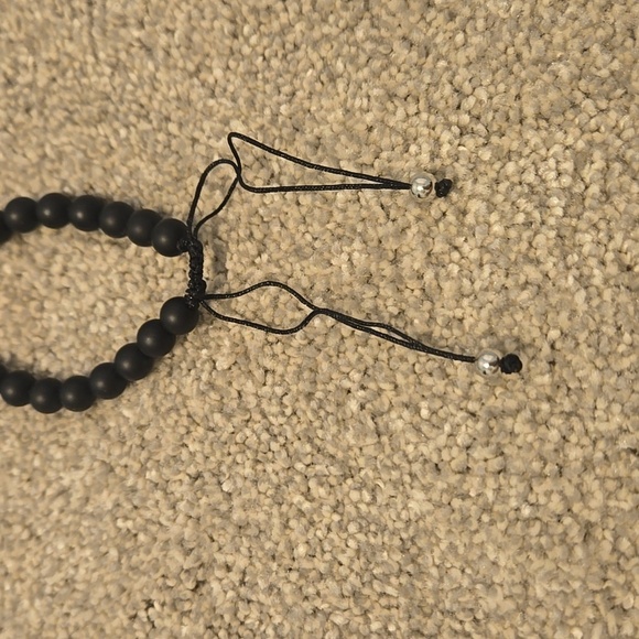 Black Beaded Bracelet with Crescent Moon Charm - Picture 4 of 5